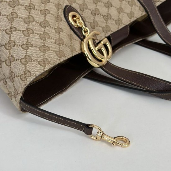 Mirror Quality Replica Gucci Medium Tote Bags 855279 GG Marmont Brown Clone