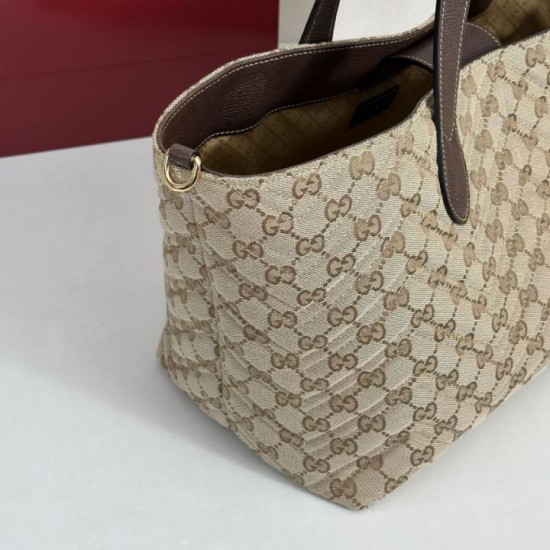 Mirror Quality Replica Gucci Medium Tote Bags 855279 GG Marmont Brown Clone
