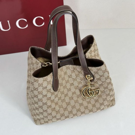 Mirror Quality Replica Gucci Medium Tote Bags 855279 GG Marmont Brown Clone