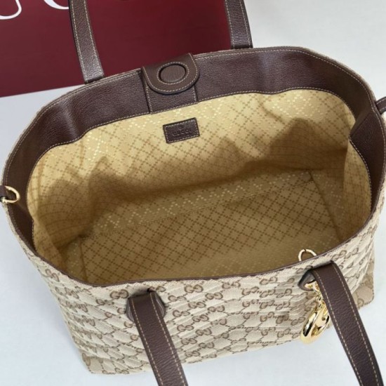 Mirror Quality Replica Gucci Medium Tote Bags 855279 GG Marmont Brown Clone
