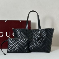Mirror Quality Replica Gucci Medium Tote Bag 855279 GG Marmont Black Clone