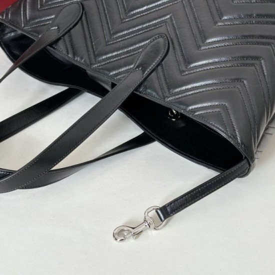 Mirror Quality Replica Gucci Medium Tote Bag 855279 GG Marmont Black Clone