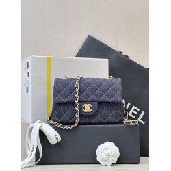 Mirror Quality Replica Chanel Mini Flap Quilted Denim Shoulder Bag A69900 in Blue Clone