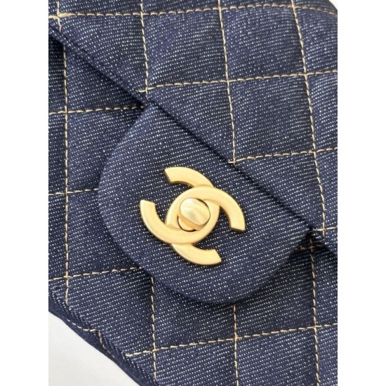 Mirror Quality Replica Chanel Mini Flap Quilted Denim Shoulder Bag A69900 in Blue Clone