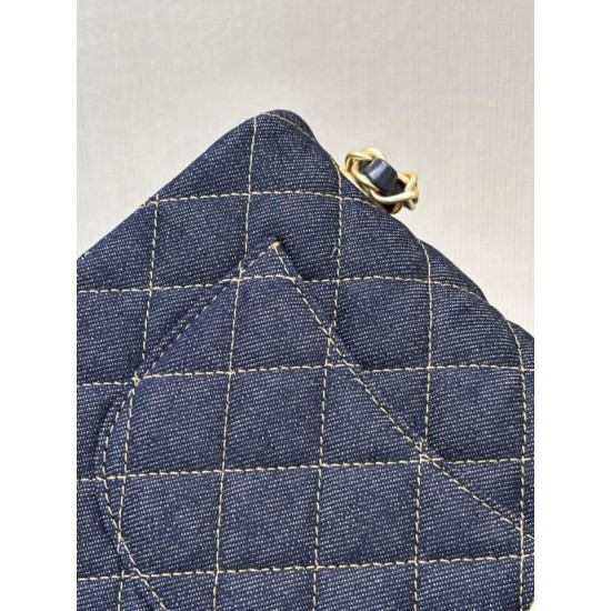 Mirror Quality Replica Chanel Mini Flap Quilted Denim Shoulder Bag A69900 in Blue Clone