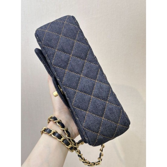 Mirror Quality Replica Chanel Mini Flap Quilted Denim Shoulder Bag A69900 in Blue Clone