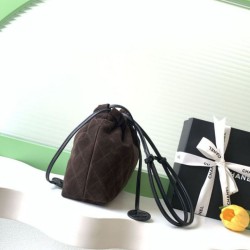 Mirror Quality Replica Chanel Quilted Bucket/Hobo Bag with Suede Drawstring AS5227 Coffee Clone