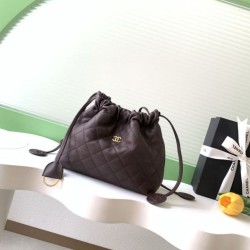 Mirror Quality Replica Chanel Quilted Drawstring Bucket Bag AS5227 in Brown Clone