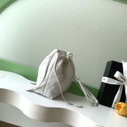 Mirror Quality Replica Chanel Quilted Drawstring Bucket Bag AS5227 in White Clone