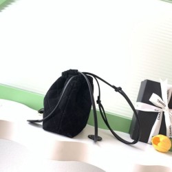Mirror Quality Replica Chanel Quilted Suede Drawstring Bag AS5227 Black Clone