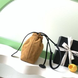 Mirror Quality Replica Chanel Quilted Suede Drawstring Bucket/Hobo Bag AS5227 in Brown Clone