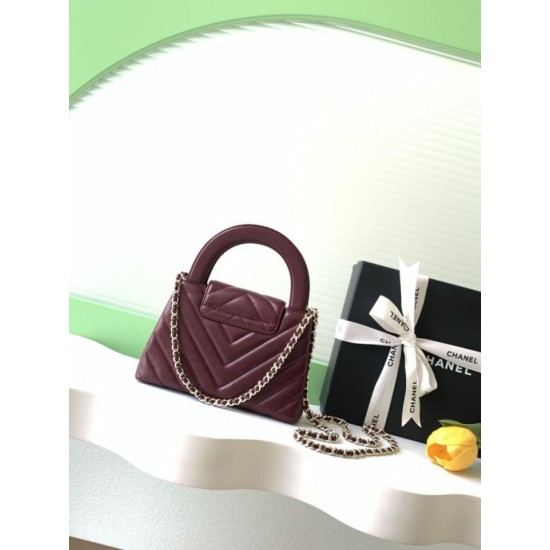 Mirror Quality Replica Chanel Kelly Handbag AS4416 with Chevron Quilting in Burgundy Clone