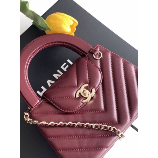 Mirror Quality Replica Chanel Kelly Handbag AS4416 with Chevron Quilting in Burgundy Clone