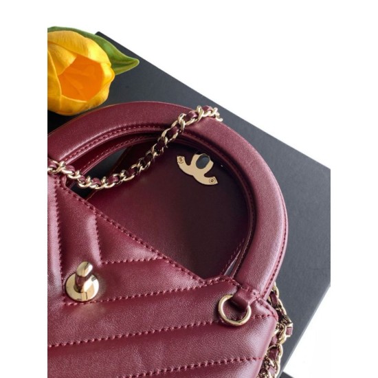 Mirror Quality Replica Chanel Kelly Handbag AS4416 with Chevron Quilting in Burgundy Clone