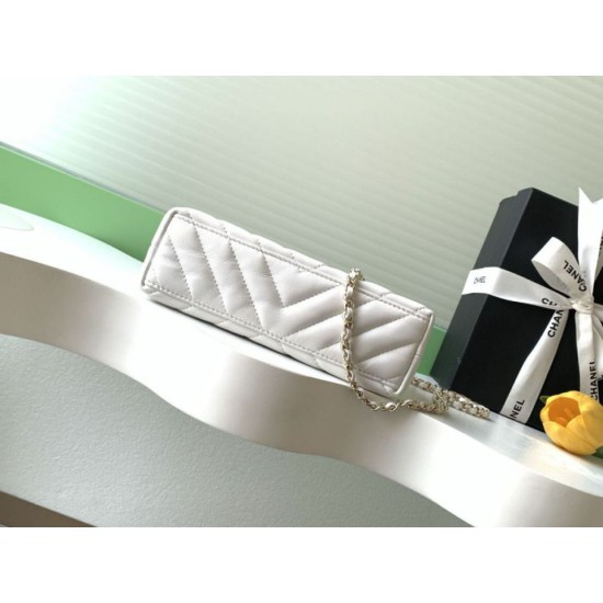 Mirror Quality Replica Chanel Kelly Handbag AS4416 with Chevron Quilting in White Clone