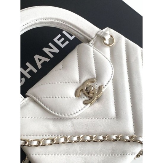 Mirror Quality Replica Chanel Kelly Handbag AS4416 with Chevron Quilting in White Clone