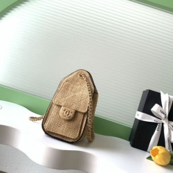 Mirror Quality Replica Chanel 26P Quilted Woven Raffia Mini Bag AS5631 in Brown Clone