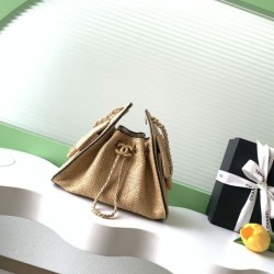 Mirror Quality Replica Chanel 26P Quilted Woven Raffia Mini Bag AS5631 in Brown Clone