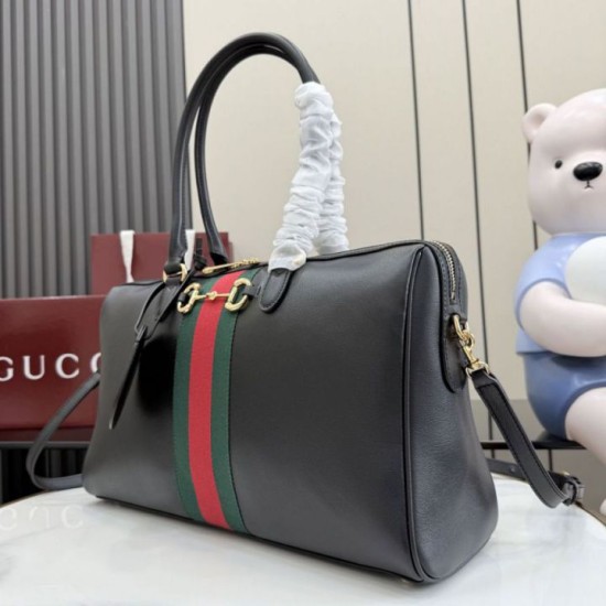 Mirror Quality Replica Gucci Borsetto Large Satchel Bag 866734 in Black Clone