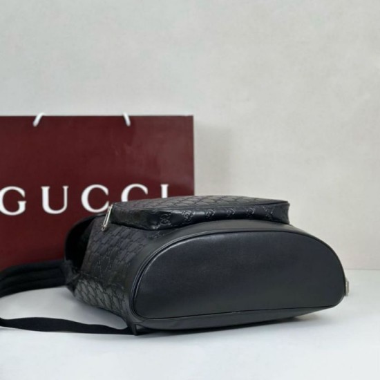 Mirror Quality Replica Gucci Men's Medium GG Emblem Backpack 854750 in Black Clone