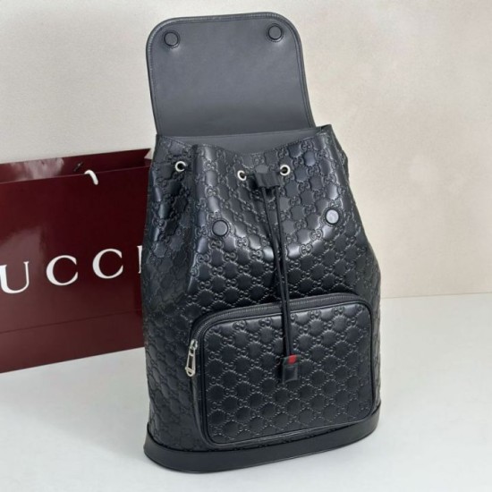Mirror Quality Replica Gucci Men's Medium GG Emblem Backpack 854750 in Black Clone