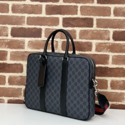 Mirror Quality Replica Gucci Men's Medium GG Emblem Briefcase 792077 in Black Clone