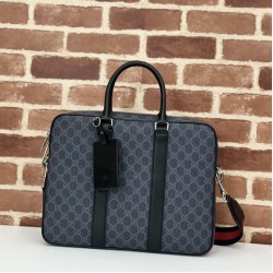 Mirror Quality Replica Gucci Men's Medium GG Emblem Briefcase 792077 in Black Clone