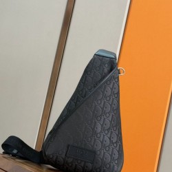 Mirror Quality Replica Dior Trek Zip-Across Body Bag Dior Oblique Nylon Black Clone