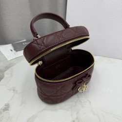 Luxury Replica Dior Lady Dior Micro Toiletry Bag in Bordeaux Knockoff Mirror Quality Replica Dior Lady Dior Micro Toiletry Bag in Bordeaux Clone