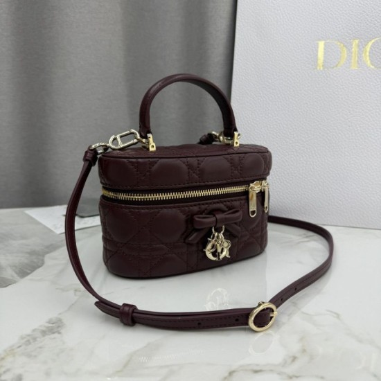 Luxury Replica Dior Lady Dior Micro Toiletry Bag in Bordeaux Knockoff Mirror Quality Replica Dior Lady Dior Micro Toiletry Bag in Bordeaux Clone