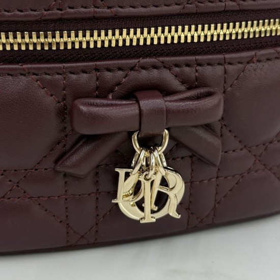 Luxury Replica Dior Lady Dior Micro Toiletry Bag in Bordeaux Knockoff Mirror Quality Replica Dior Lady Dior Micro Toiletry Bag in Bordeaux Clone