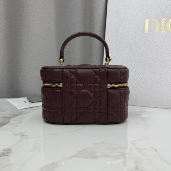 Luxury Replica Dior Lady Dior Micro Toiletry Bag in Bordeaux Knockoff Mirror Quality Replica Dior Lady Dior Micro Toiletry Bag in Bordeaux Clone