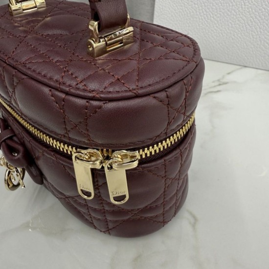 Luxury Replica Dior Lady Dior Micro Toiletry Bag in Bordeaux Knockoff Mirror Quality Replica Dior Lady Dior Micro Toiletry Bag in Bordeaux Clone