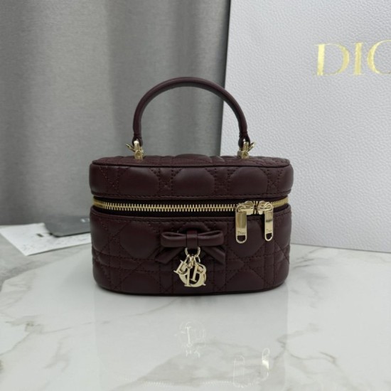 Luxury Replica Dior Lady Dior Micro Toiletry Bag in Bordeaux Knockoff Mirror Quality Replica Dior Lady Dior Micro Toiletry Bag in Bordeaux Clone
