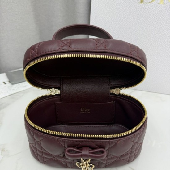 Luxury Replica Dior Lady Dior Micro Toiletry Bag in Bordeaux Knockoff Mirror Quality Replica Dior Lady Dior Micro Toiletry Bag in Bordeaux Clone