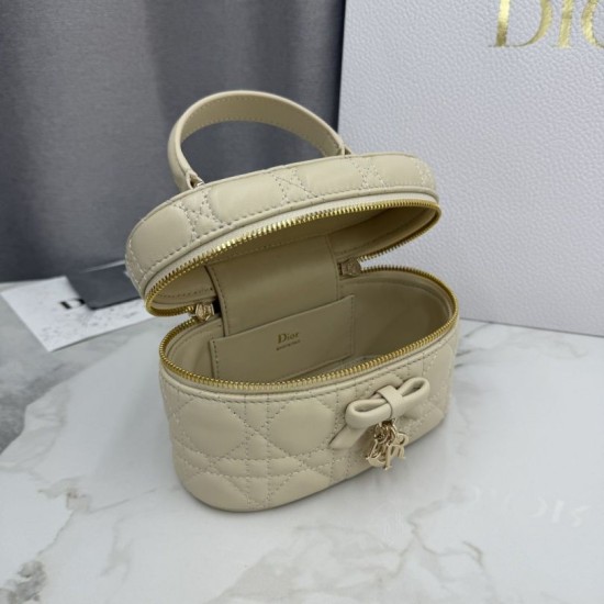 Luxury Replica Dior Lady Dior Micro Toiletry Bag in Apricot Knockoff Mirror Quality Replica Dior Lady Dior Micro Toiletry Bag in Apricot Clone