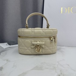 Mirror Quality Replica Dior Lady Dior Micro Toiletry Bag in Apricot Clone