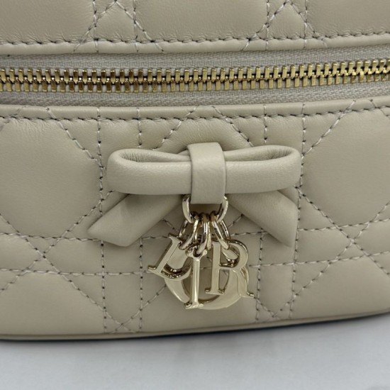 Luxury Replica Dior Lady Dior Micro Toiletry Bag in Apricot Knockoff Mirror Quality Replica Dior Lady Dior Micro Toiletry Bag in Apricot Clone