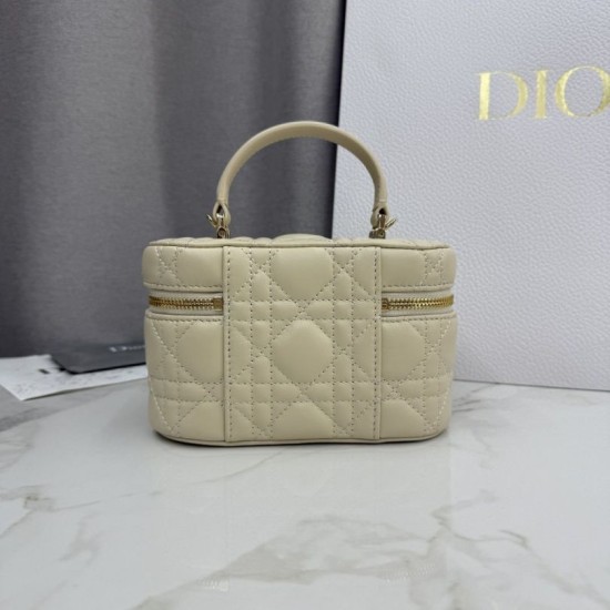 Luxury Replica Dior Lady Dior Micro Toiletry Bag in Apricot Knockoff Mirror Quality Replica Dior Lady Dior Micro Toiletry Bag in Apricot Clone