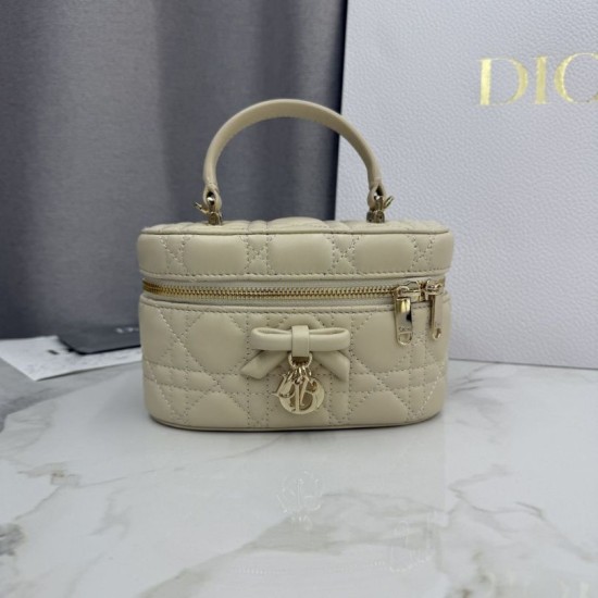Luxury Replica Dior Lady Dior Micro Toiletry Bag in Apricot Knockoff Mirror Quality Replica Dior Lady Dior Micro Toiletry Bag in Apricot Clone
