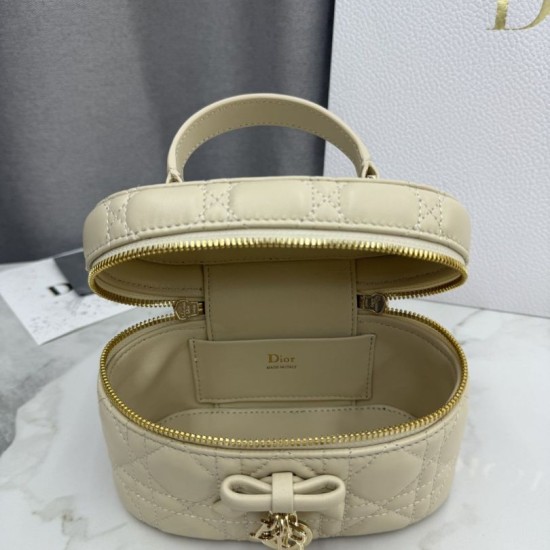 Luxury Replica Dior Lady Dior Micro Toiletry Bag in Apricot Knockoff Mirror Quality Replica Dior Lady Dior Micro Toiletry Bag in Apricot Clone
