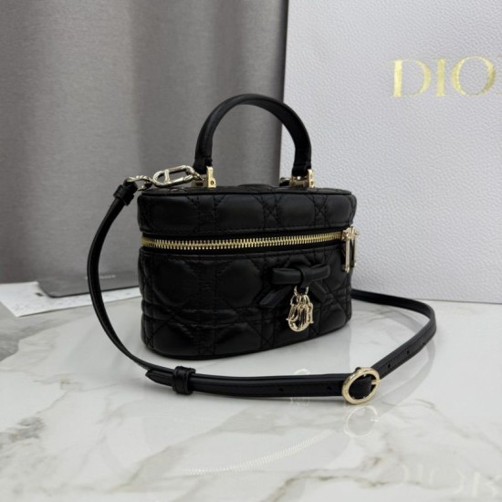 Luxury Replica Dior Lady Dior Micro Toiletry Bag in Black Knockoff Mirror Quality Replica Dior Lady Dior Micro Toiletry Bag in Black Clone