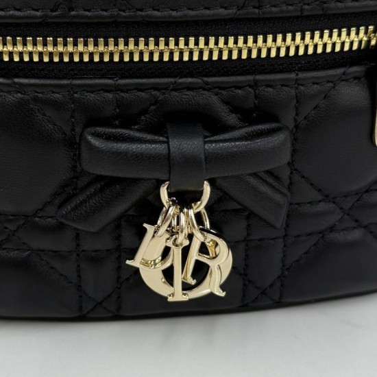 Luxury Replica Dior Lady Dior Micro Toiletry Bag in Black Knockoff Mirror Quality Replica Dior Lady Dior Micro Toiletry Bag in Black Clone