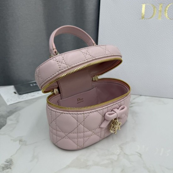 Luxury Replica Dior Lady Dior Micro Toiletry Bag in Pink Knockoff Mirror Quality Replica Dior Lady Dior Micro Toiletry Bag in Pink Clone
