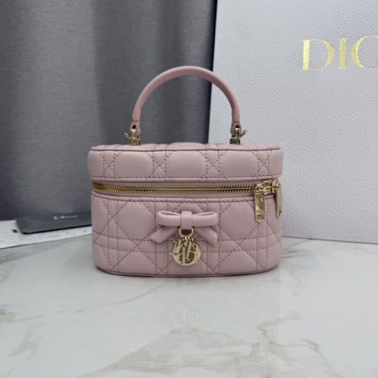 Luxury Replica Dior Lady Dior Micro Toiletry Bag in Pink Knockoff Mirror Quality Replica Dior Lady Dior Micro Toiletry Bag in Pink Clone