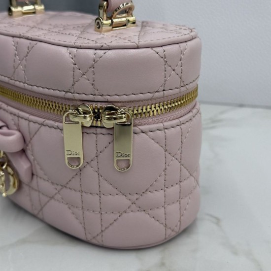 Luxury Replica Dior Lady Dior Micro Toiletry Bag in Pink Knockoff Mirror Quality Replica Dior Lady Dior Micro Toiletry Bag in Pink Clone