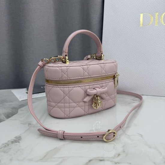 Luxury Replica Dior Lady Dior Micro Toiletry Bag in Pink Knockoff Mirror Quality Replica Dior Lady Dior Micro Toiletry Bag in Pink Clone