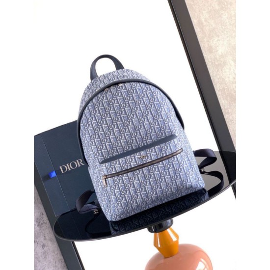 Mirror Quality Replica Dior Rider Backpack in Oblique Dior Jacquard Canvas in Blue Clone