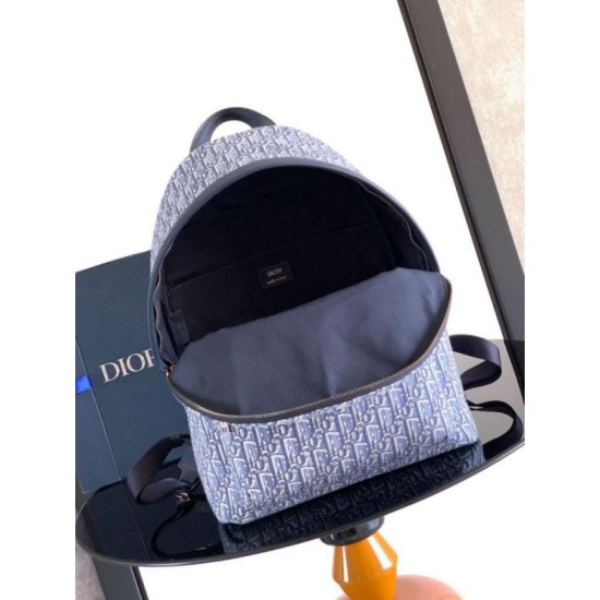 Mirror Quality Replica Dior Rider Backpack in Oblique Dior Jacquard Canvas in Blue Clone