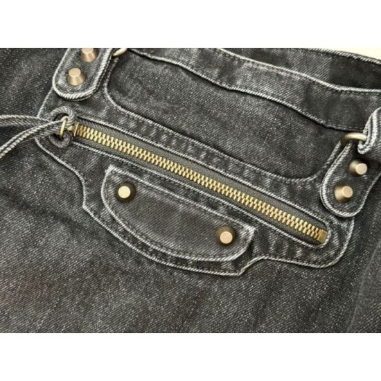 Mirror Quality Replica Balenciaga Le City Bag in Black Washed Denim Clone